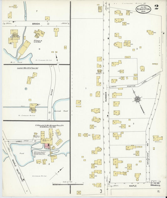 Sanborn Fire Insurance Map from Kingston, Plymouth County, Massachusetts (1912), Sheet #0002 - Historic Sanborn Fire Insurance Map Print, vintage old map wall art, antique decor, genealogy gift, Massachusetts Massachusetts map