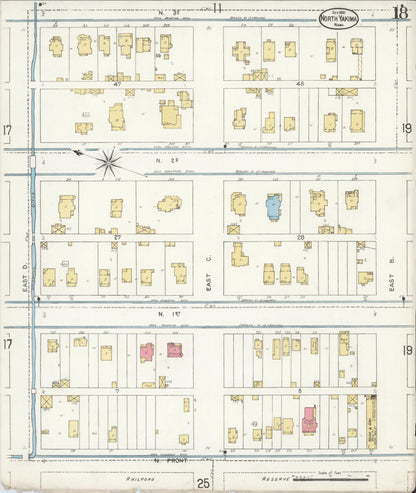 Sanborn Fire Insurance Map from North Yakima, Yakima County, Washington (1905), Sheet #0018 - Complete Map Set gallery image, historic Sanborn map, vintage wall art, Washington Washington