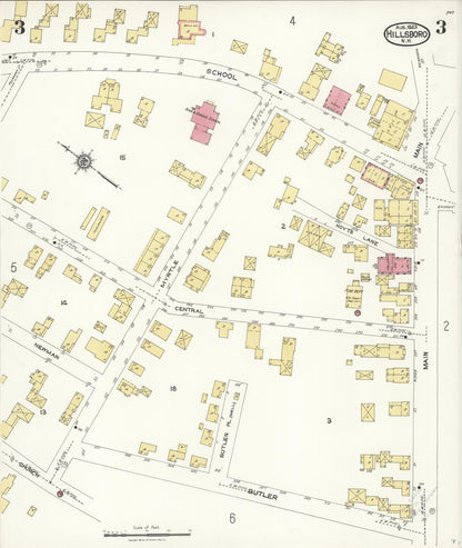 Sanborn Fire Insurance Map from Hillsboro, Hillsborough County, New Hampshire (1923), Sheet #0003 - Complete Map Set gallery image, historic Sanborn map, vintage wall art, New Hampshire New Hampshire