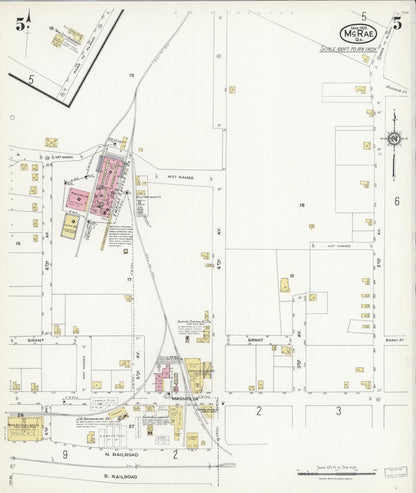 Sanborn Fire Insurance Map from Mcrae, Telfair County, Georgia (1924), Sheet #0005 - Complete Map Set gallery image, historic Sanborn map, vintage wall art, Georgia Georgia