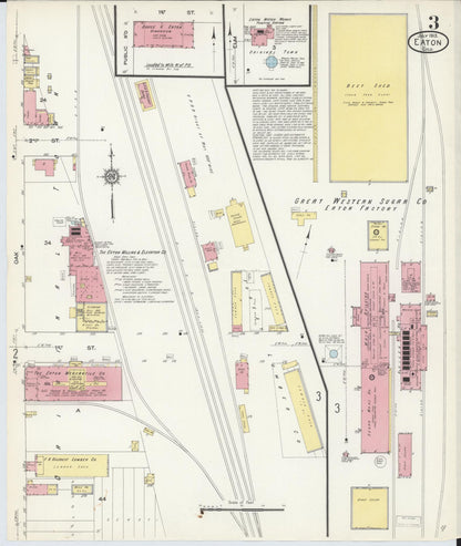 Sanborn Fire Insurance Map from Eaton, Weld County, Colorado (1913), Sheet #0003 - Complete Map Set gallery image, historic Sanborn map, vintage wall art, Colorado Colorado
