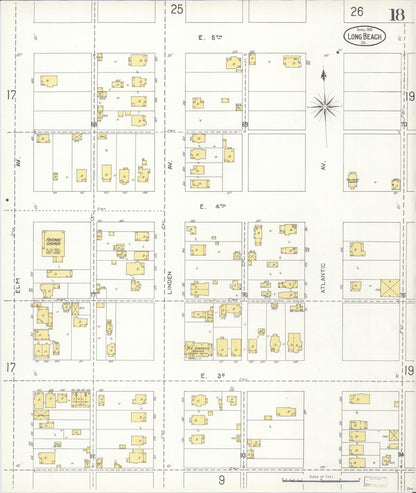 Sanborn Fire Insurance Map from Long Beach, Los Angeles County, California (1905), Sheet #0018 - Complete Map Set gallery image, historic Sanborn map, vintage wall art, California California