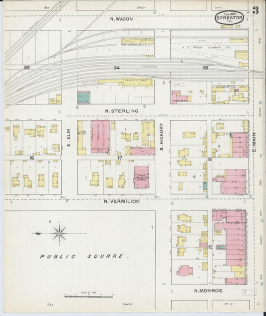 Sanborn Fire Insurance Map from Streator, La Salle County, Illinois (1892), Sheet #0003 - Historic Sanborn Fire Insurance Map Print, vintage old map wall art, antique decor, genealogy gift, Illinois Illinois map