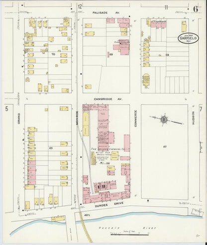 Sanborn Fire Insurance Map from Garfield, Bergen County, New Jersey (1910), Sheet #0006 - Historic Sanborn Fire Insurance Map Print, vintage old map wall art, antique decor, genealogy gift, New Jersey New Jersey map