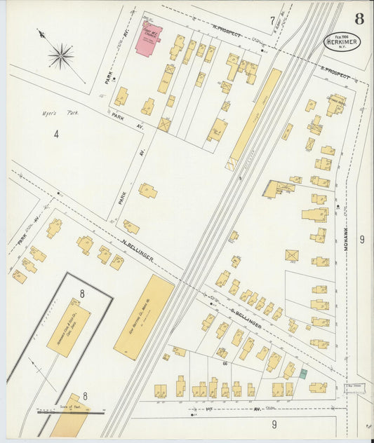 Sanborn Fire Insurance Map from Herkimer, Herkimer County, New York (1906), Sheet #0008 - Historic Sanborn Fire Insurance Map Print, vintage old map wall art, antique decor, genealogy gift, New York New York map