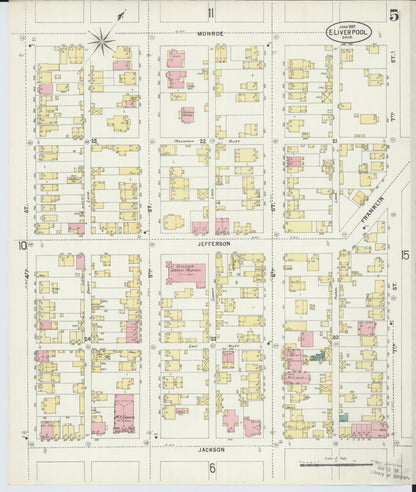 Sanborn Fire Insurance Map from East Liverpool, Columbiana County, Ohio (1897), Sheet #0005 - Historic Sanborn Fire Insurance Map Print, vintage old map wall art, antique decor, genealogy gift, Ohio Ohio map