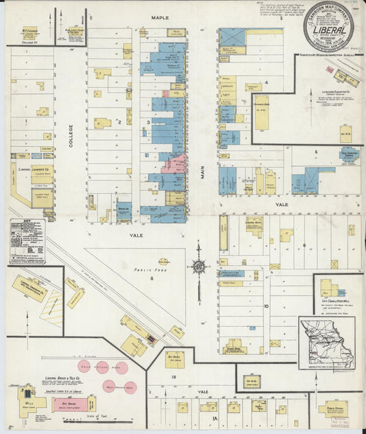 Sanborn Fire Insurance Map from Liberal, Barton County, Missouri (1914), Sheet #0001 - Historic Sanborn Fire Insurance Map Print, vintage old map wall art, antique decor, genealogy gift, Missouri Missouri map