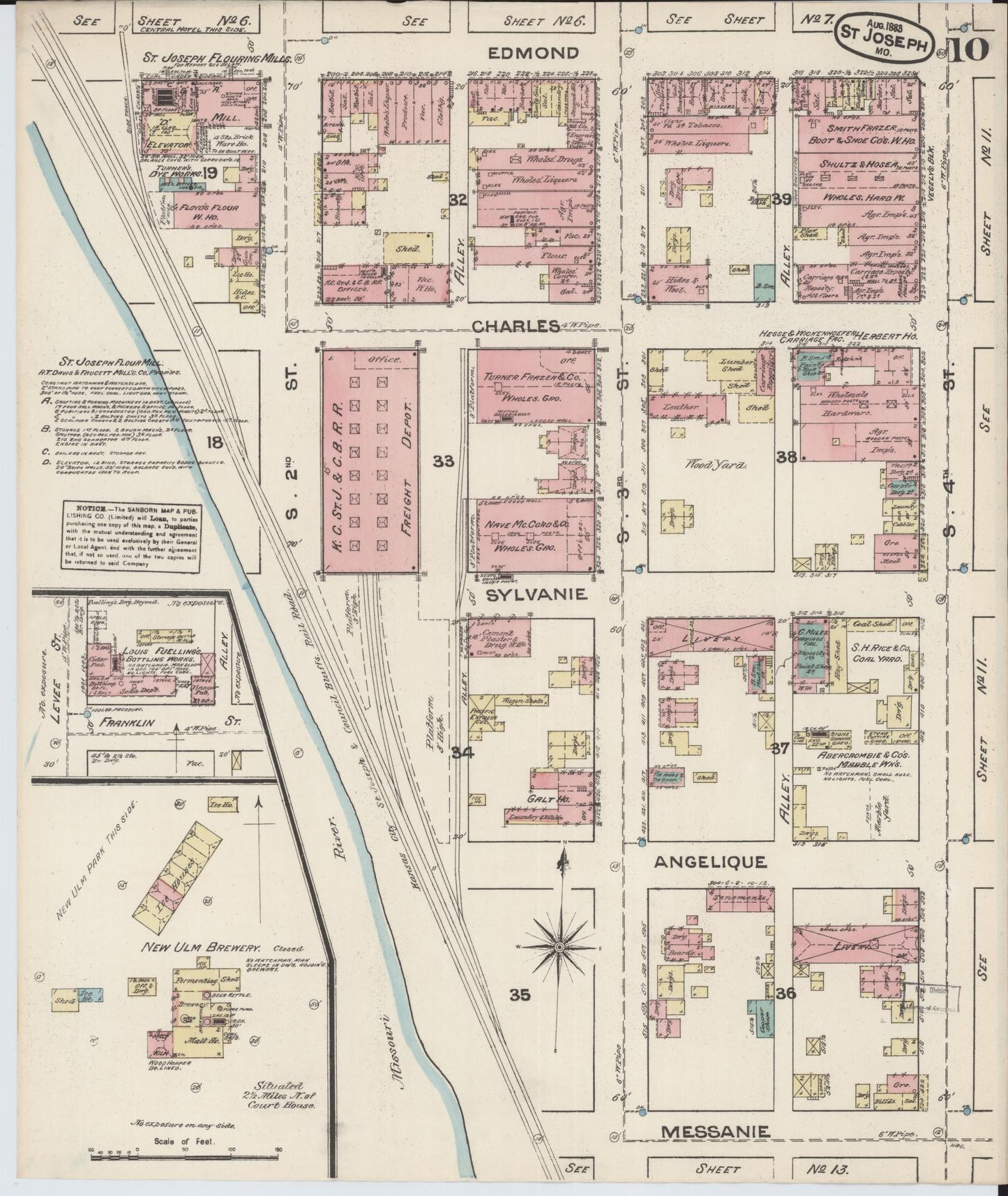 Sanborn Fire Insurance Map from Saint Joseph, Buchanan County, Missouri (1883), Sheet #0010 - Complete Map Set gallery image, historic Sanborn map, vintage wall art, Missouri Missouri