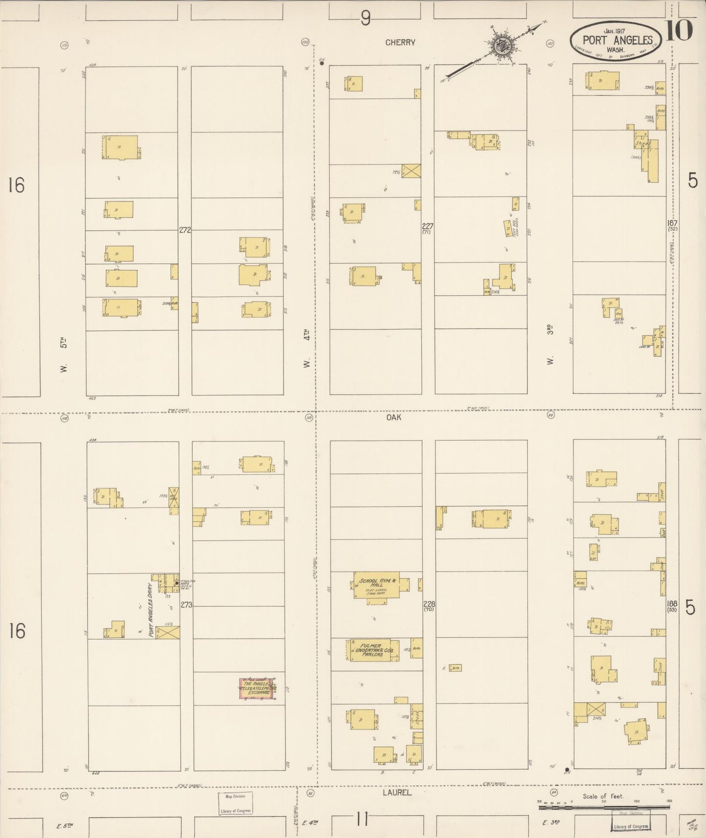 Sanborn Fire Insurance Map from Port Angeles, Clallam County, Washington (1917), Sheet #0010 - Complete Map Set gallery image, historic Sanborn map, vintage wall art, Washington Washington