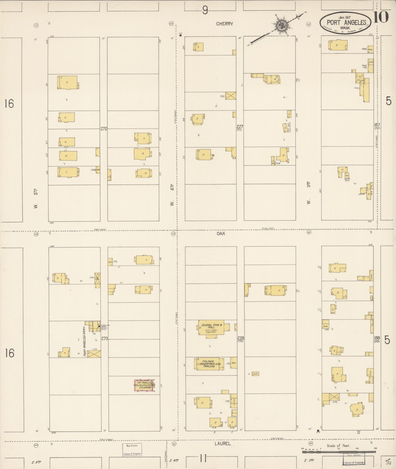 Sanborn Fire Insurance Map from Port Angeles, Clallam County, Washington (1917), Sheet #0010 - Complete Map Set gallery image, historic Sanborn map, vintage wall art, Washington Washington