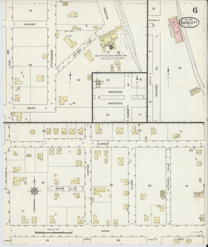 Sanborn Fire Insurance Map from Dade City, Pasco County, Florida (1914), Sheet #0006 - Historic Sanborn Fire Insurance Map Print, vintage old map wall art, antique decor, genealogy gift, Florida Florida map