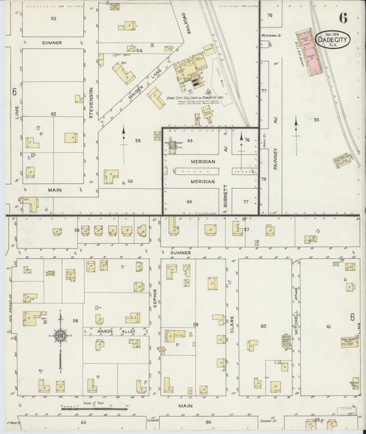 Sanborn Fire Insurance Map from Dade City, Pasco County, Florida (1914), Sheet #0006 - Historic Sanborn Fire Insurance Map Print, vintage old map wall art, antique decor, genealogy gift, Florida Florida map