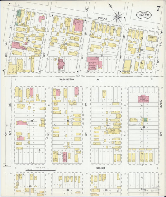 Sanborn Fire Insurance Map from Cairo, Alexander County, Illinois (1901), Sheet #0007 - Historic Sanborn Fire Insurance Map Print, vintage old map wall art, antique decor, genealogy gift, Illinois Illinois map