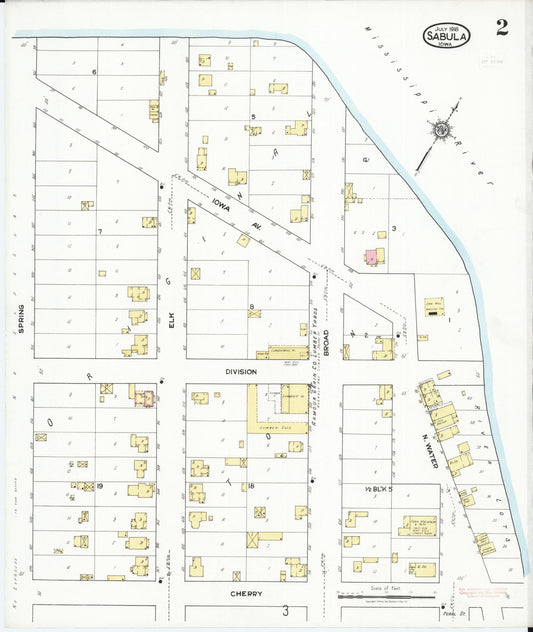 Sanborn Fire Insurance Map from Sabula, Jackson County, Iowa (1918), Sheet #0002 - Historic Sanborn Fire Insurance Map Print, vintage old map wall art