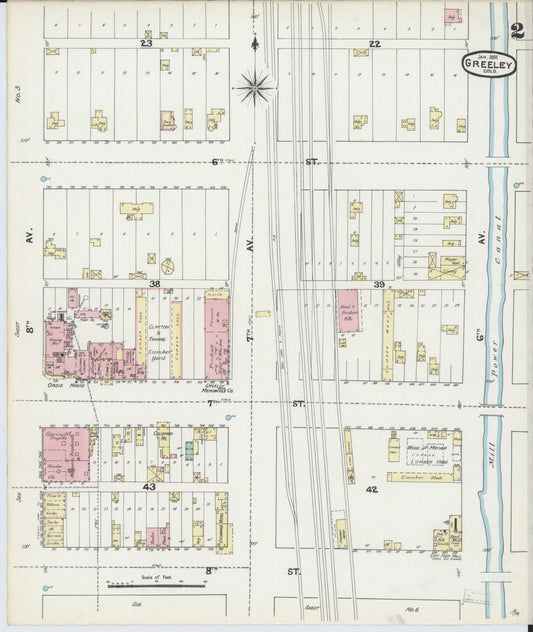 Sanborn Fire Insurance Map from Greeley, Weld County, Colorado (1891), Sheet #0002 - Historic Sanborn Fire Insurance Map Print, vintage old map wall art, antique decor, genealogy gift, Colorado Colorado map