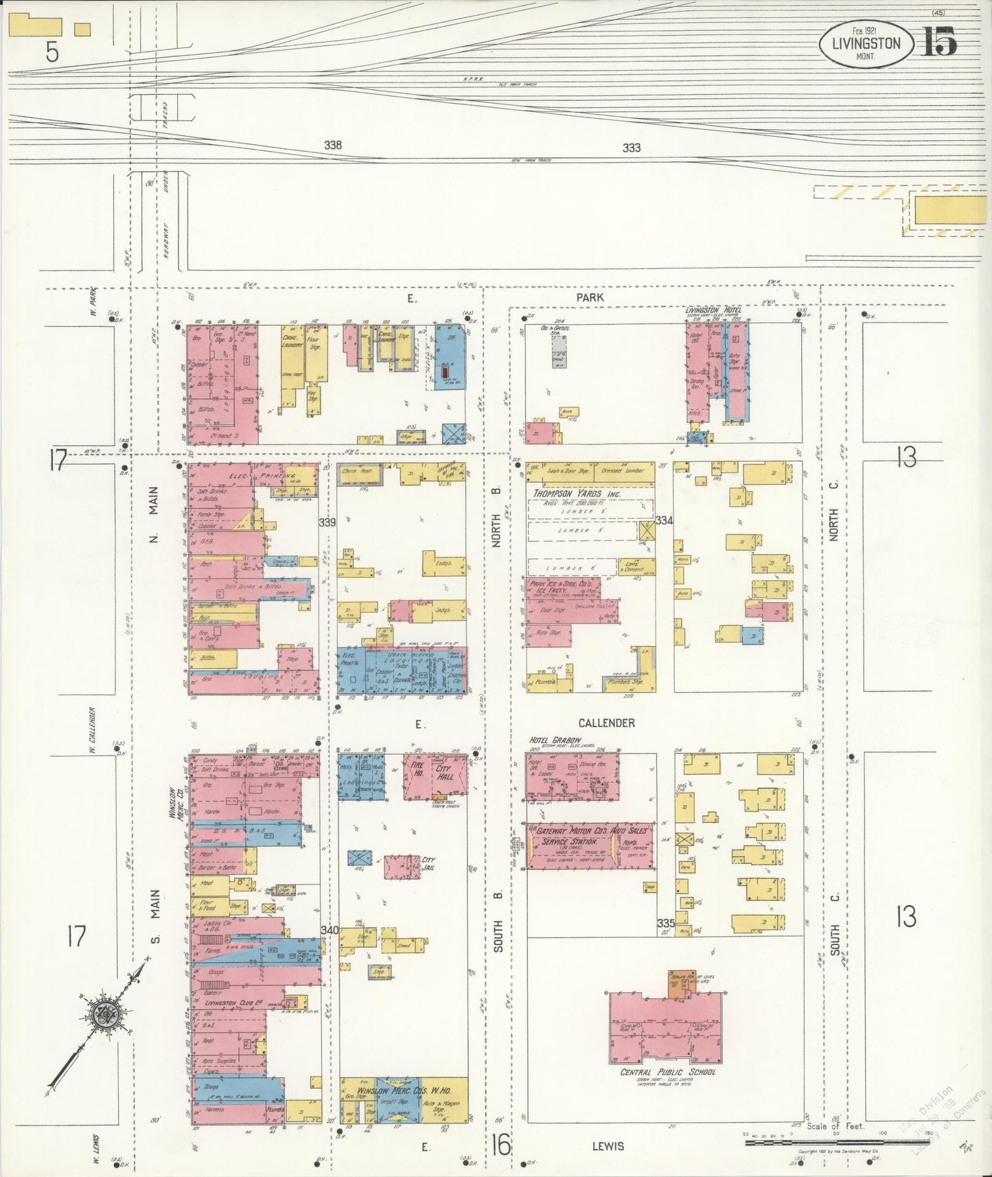 Sanborn Fire Insurance Map from Livingston, Park County, Montana (1921), Sheet #0015 - Historic Sanborn Fire Insurance Map Print, vintage old map wall art, antique decor, genealogy gift, Montana Montana map