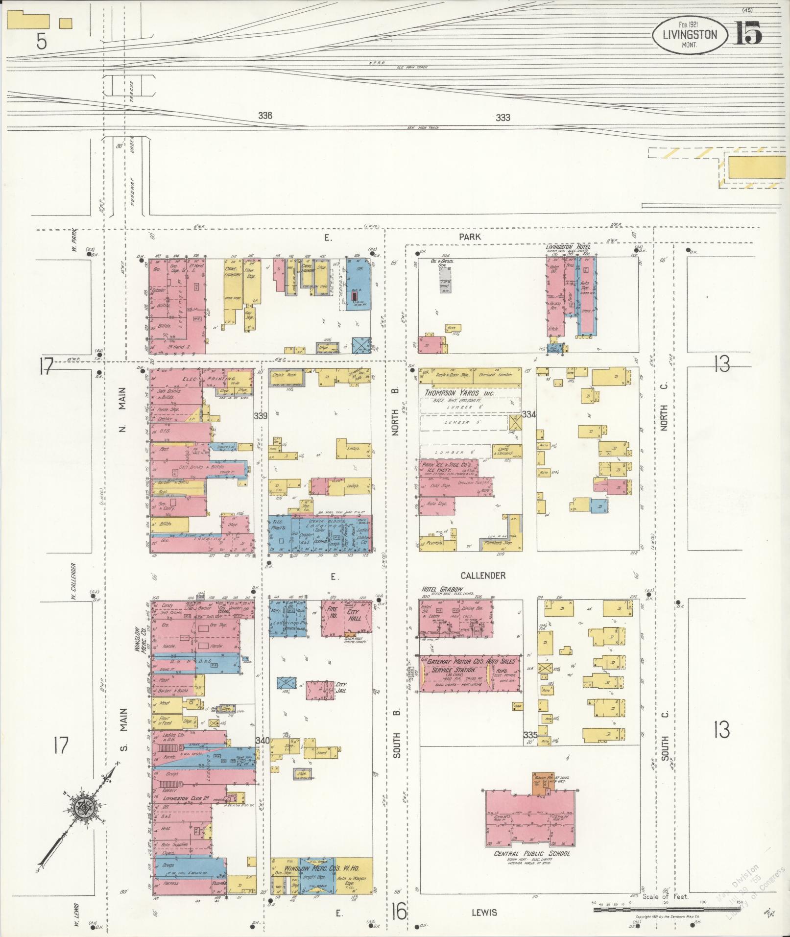 Sanborn Fire Insurance Map from Livingston, Park County, Montana (1921), Sheet #0015 - Historic Sanborn Fire Insurance Map Print, vintage old map wall art, antique decor, genealogy gift, Montana Montana map
