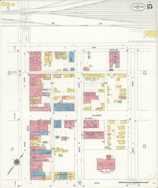 Sanborn Fire Insurance Map from Livingston, Park County, Montana (1921), Sheet #0015 - Historic Sanborn Fire Insurance Map Print, vintage old map wall art, antique decor, genealogy gift, Montana Montana map
