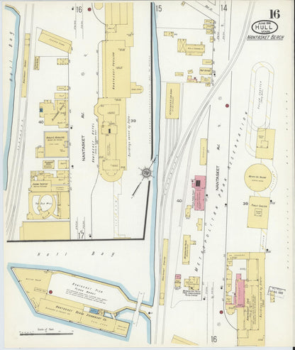 Sanborn Fire Insurance Map from Hull, Plymouth County, Massachusetts (1916), Sheet #0016 - Historic Sanborn Fire Insurance Map Print, vintage old map wall art, antique decor, genealogy gift, Massachusetts Massachusetts map