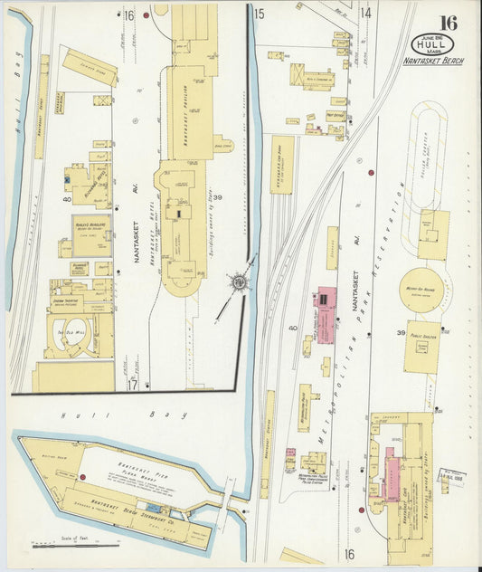 Sanborn Fire Insurance Map from Hull, Plymouth County, Massachusetts (1916), Sheet #0016 - Historic Sanborn Fire Insurance Map Print, vintage old map wall art, antique decor, genealogy gift, Massachusetts Massachusetts map