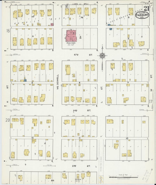 Sanborn Fire Insurance Map from Fairbury, Jefferson County, Nebraska (1921), Sheet #0021 - Historic Sanborn Fire Insurance Map Print, vintage old map wall art, antique decor, genealogy gift, Nebraska Nebraska map