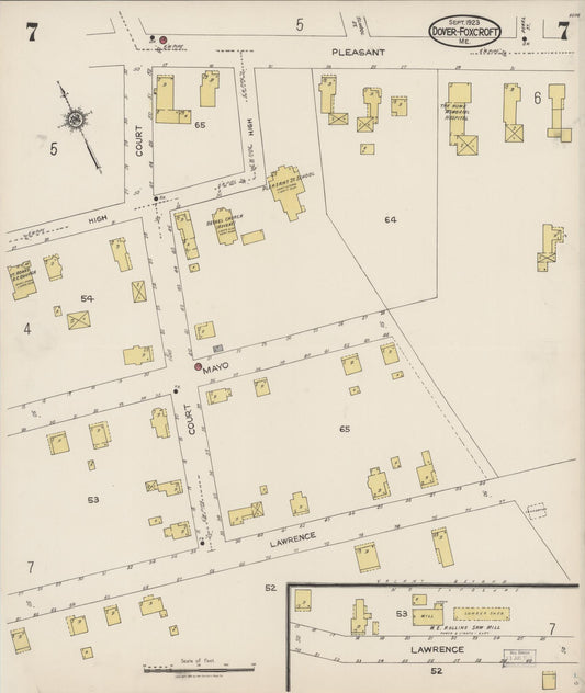 Sanborn Fire Insurance Map from Dover, Piscataguis County, Maine (1923), Sheet #0007 - Historic Sanborn Fire Insurance Map Print, vintage old map wall art, antique decor, genealogy gift, Maine Maine map