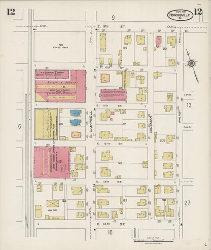 Sanborn Fire Insurance Map from Hopkinsville, Christian County, Kentucky (1923), Sheet #0012 - Complete Map Set gallery image, historic Sanborn map, vintage wall art, Kentucky Kentucky
