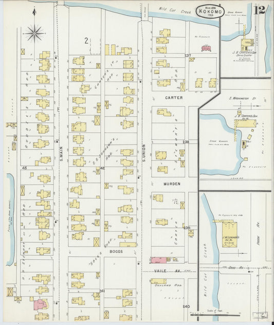Sanborn Fire Insurance Map from Kokomo, Howard County, Indiana (1896), Sheet #0012 - Historic Sanborn Fire Insurance Map Print, vintage old map wall art, antique decor, genealogy gift, Indiana Indiana map