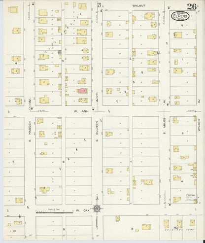 Sanborn Fire Insurance Map from El Reno, Canadian County, Oklahoma (1913), Sheet #0026 - Complete Map Set gallery image, historic Sanborn map, vintage wall art, Oklahoma Oklahoma