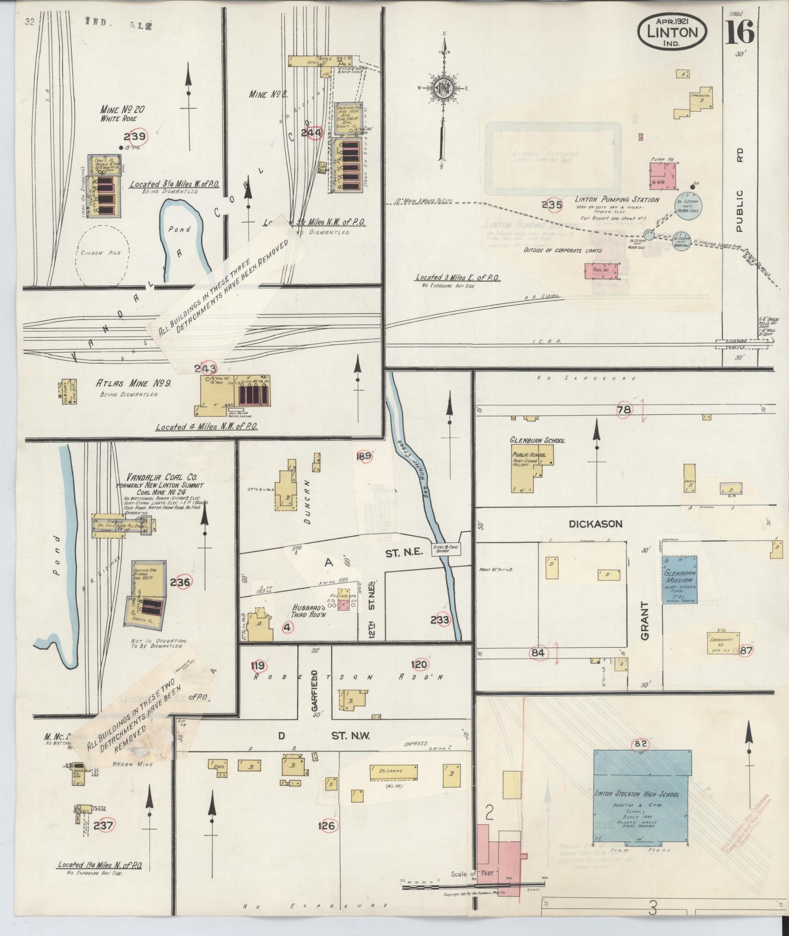 Sanborn Fire Insurance Map from Linton, Greene County, Indiana (1948), Sheet #0016 - Complete Map Set gallery image, historic Sanborn map, vintage wall art, Indiana Indiana