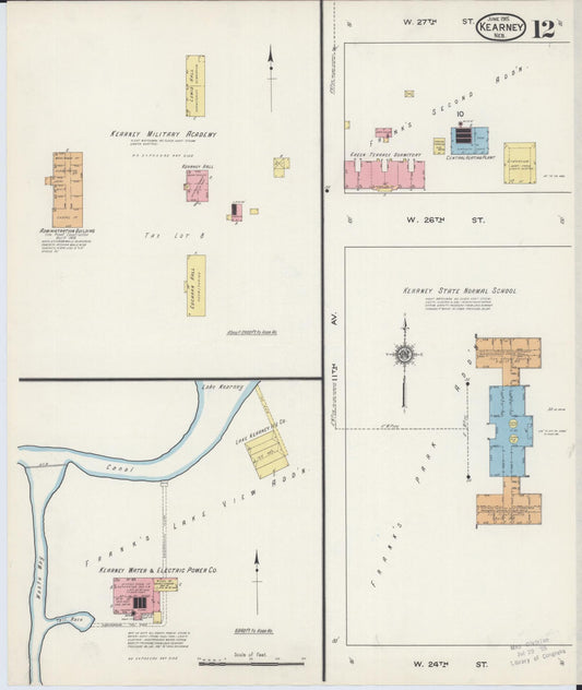 Sanborn Fire Insurance Map from Kearney, Buffalo County, Nebraska (1915), Sheet #0012 - Historic Sanborn Fire Insurance Map Print, vintage old map wall art, antique decor, genealogy gift, Nebraska Nebraska map