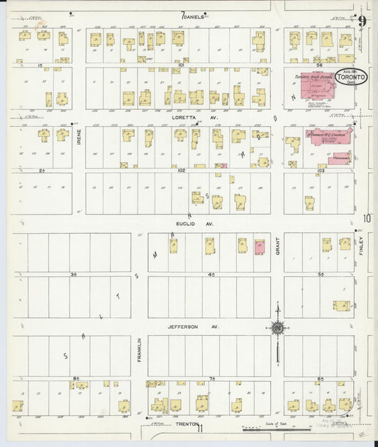Sanborn Fire Insurance Map from Toronto, Jefferson County, Ohio (1911), Sheet #0009 - Historic Sanborn Fire Insurance Map Print, vintage old map wall art, antique decor, genealogy gift, Ohio Ohio map