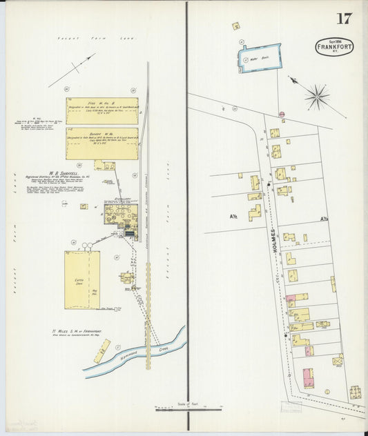 Sanborn Fire Insurance Map from Frankfort, Franklin County, Kentucky (1896), Sheet #0017 - Historic Sanborn Fire Insurance Map Print, vintage old map wall art, antique decor, genealogy gift, Kentucky Kentucky map