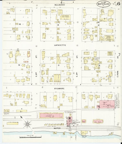 Sanborn Fire Insurance Map from Waterloo, Black Hawk County, Iowa (1897), Sheet #0006 - Historic Sanborn Fire Insurance Map Print, vintage old map wall art