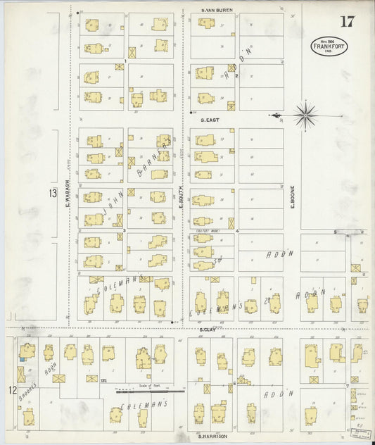 Sanborn Fire Insurance Map from Frankfort, Clinton County, Indiana (1906), Sheet #0017 - Historic Sanborn Fire Insurance Map Print, vintage old map wall art, antique decor, genealogy gift, Indiana Indiana map