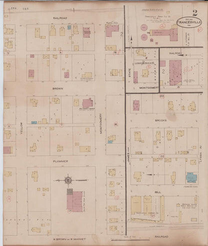 Sanborn Fire Insurance Map from Francesville, Pulaski County, Indiana (1933), Sheet #0002 - Complete Map Set gallery image, historic Sanborn map, vintage wall art, Indiana Indiana