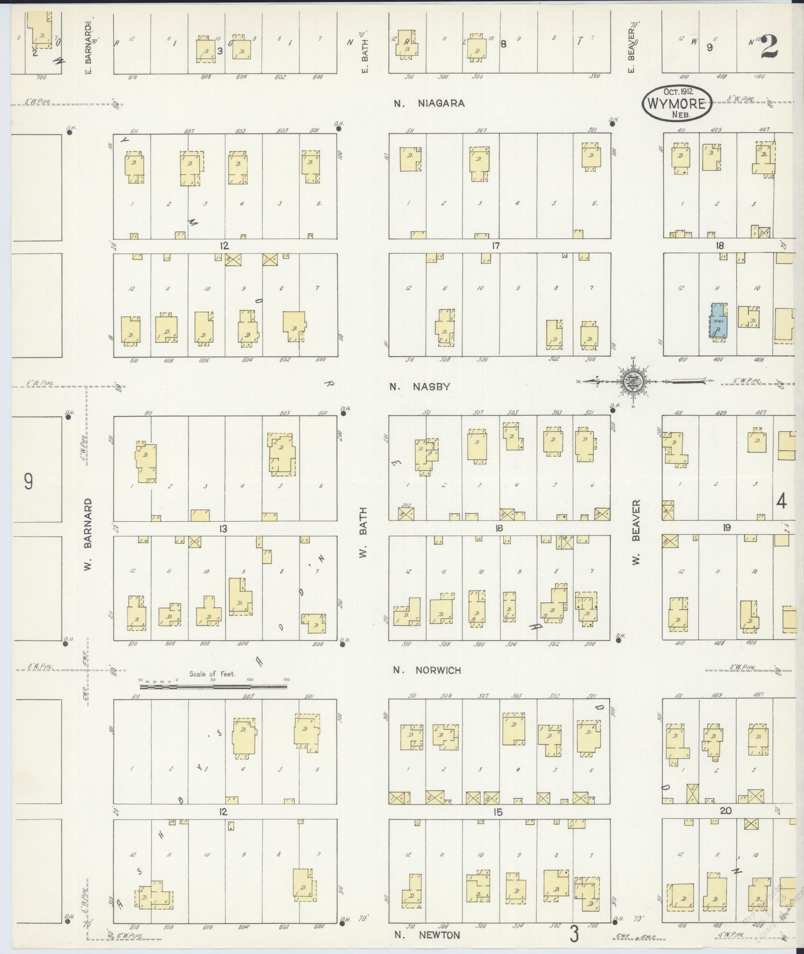 Sanborn Fire Insurance Map from Wymore, Gage County, Nebraska (1912), Sheet #0002 - Complete Map Set gallery image, historic Sanborn map, vintage wall art, Nebraska Nebraska