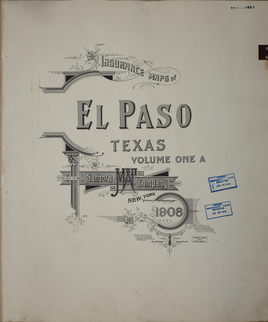 Sanborn Fire Insurance Map from El Paso, El Paso County, Texas (1952), Sheet #0001 - Historic Sanborn Fire Insurance Map Print, vintage old map wall art, antique decor, genealogy gift, Texas Texas map