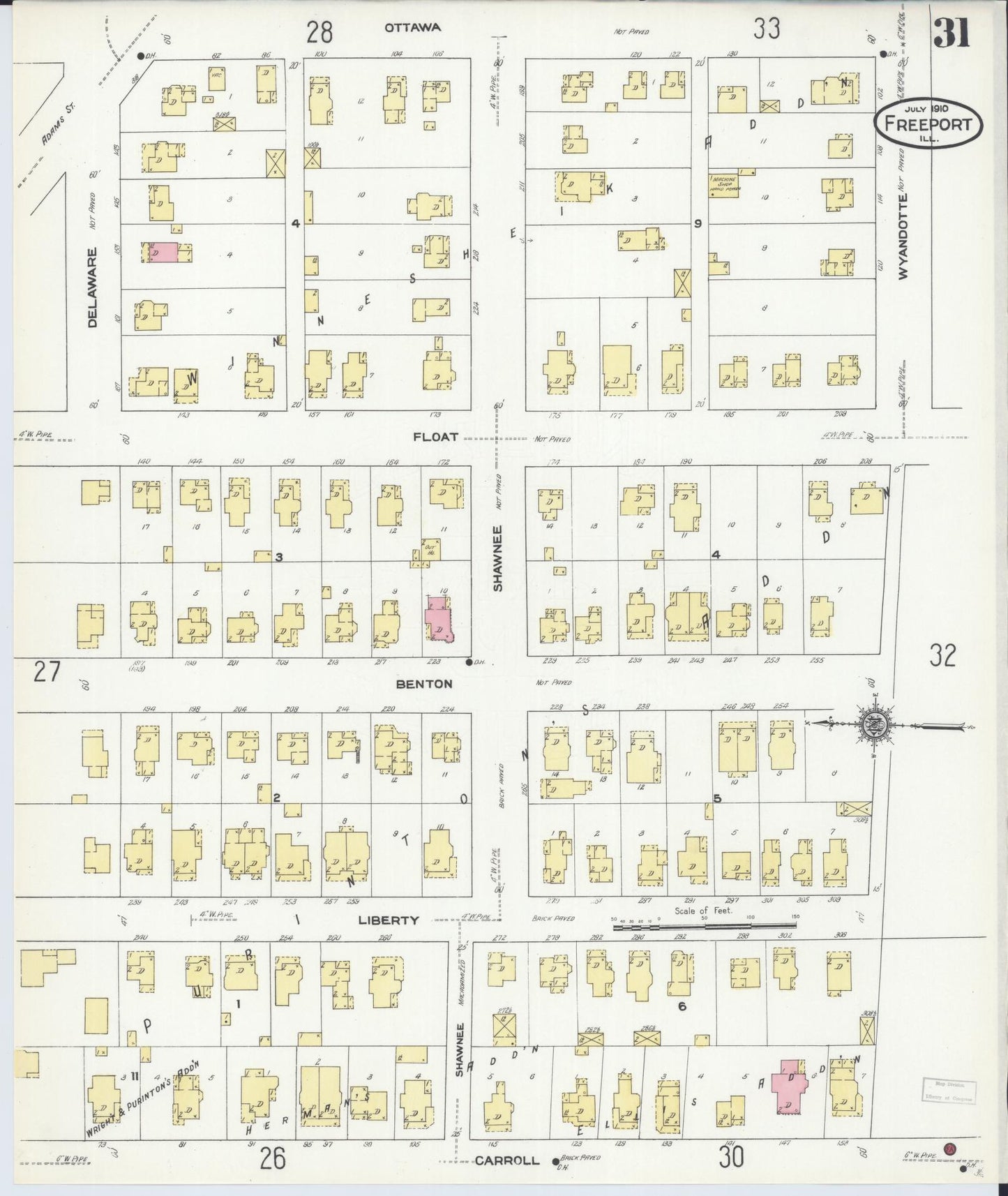 Sanborn Fire Insurance Map from Freeport, Stephenson County, Illinois (1910), Sheet #0031 - Historic Sanborn Fire Insurance Map Print, vintage old map wall art, antique decor, genealogy gift, Illinois Illinois map