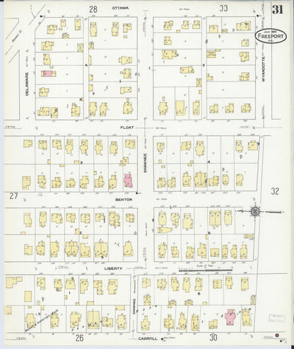 Sanborn Fire Insurance Map from Freeport, Stephenson County, Illinois (1910), Sheet #0031 - Historic Sanborn Fire Insurance Map Print, vintage old map wall art, antique decor, genealogy gift, Illinois Illinois map