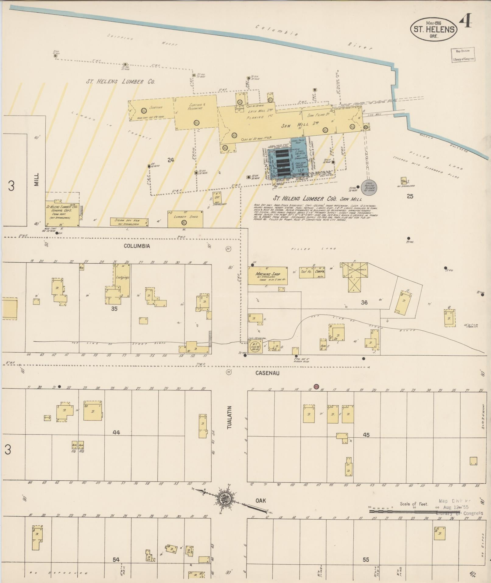 Sanborn Fire Insurance Map from Saint Helens, Columbia County, Oregon (1916), Sheet #0004 - Complete Map Set gallery image, historic Sanborn map, vintage wall art, Oregon Oregon