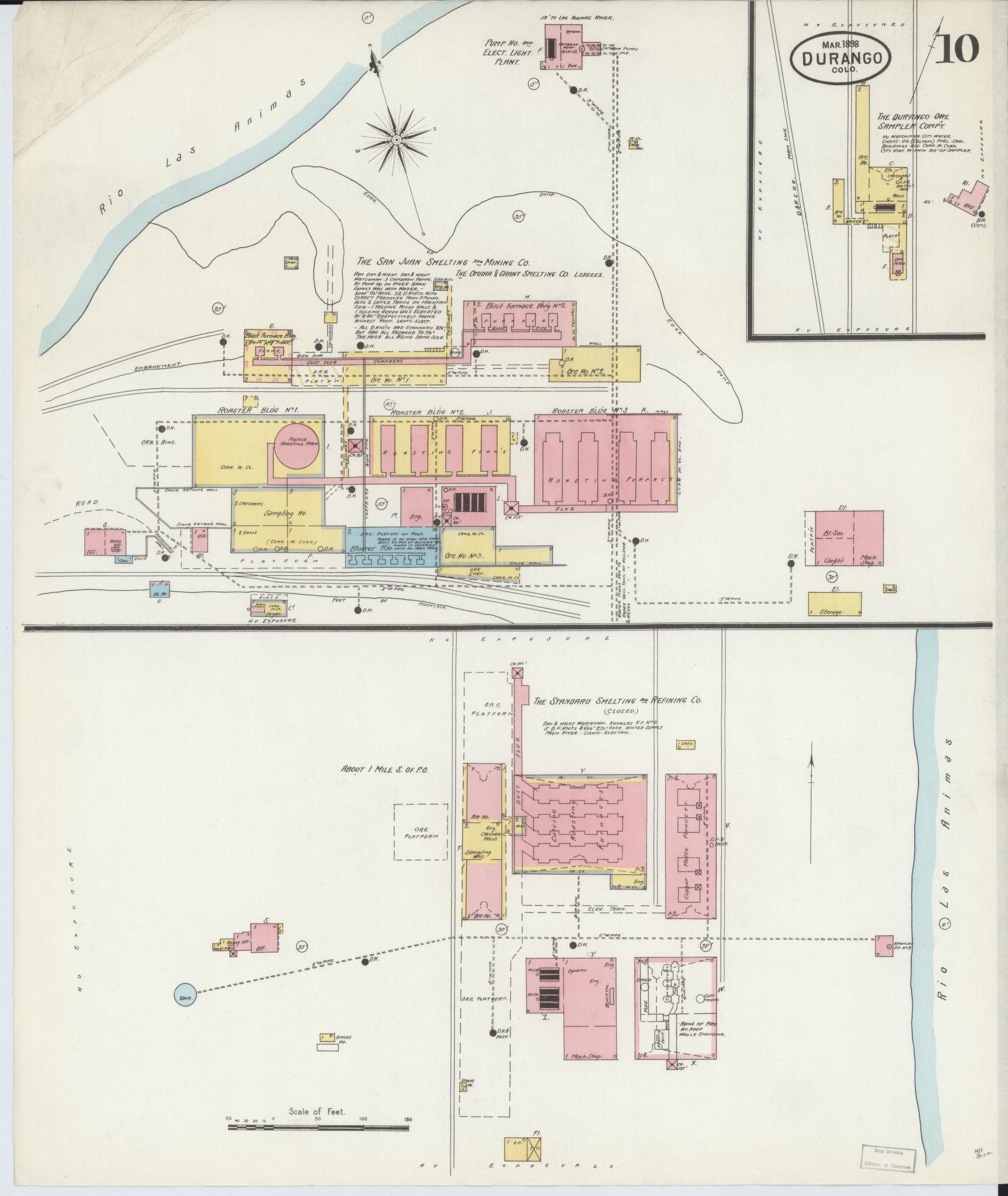 Sanborn Fire Insurance Map from Durango, La Plata County, Colorado (1898), Sheet #0010 - Complete Map Set gallery image, historic Sanborn map, vintage wall art, Colorado Colorado