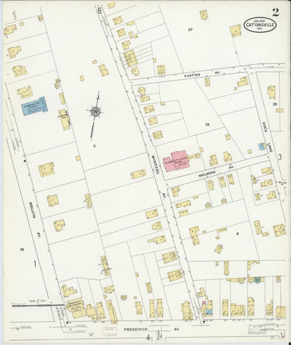 Sanborn Fire Insurance Map from Catonsville, Baltimore County, Maryland (1910), Sheet #0002 - Complete Map Set gallery image, historic Sanborn map, vintage wall art, Maryland Maryland