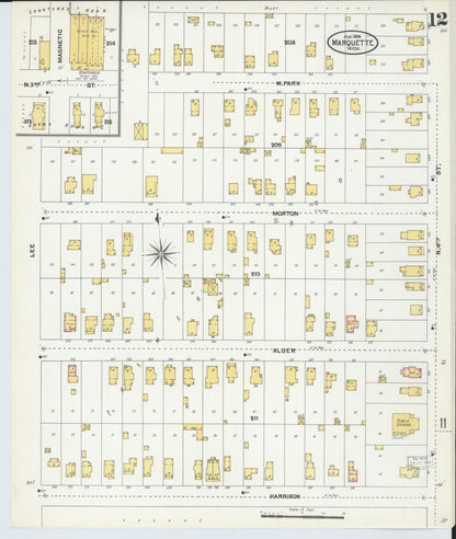 Sanborn Fire Insurance Map from Marquette, Marquette County, Michigan (1904), Sheet #0012 - Complete Map Set gallery image, historic Sanborn map, vintage wall art, Michigan Michigan