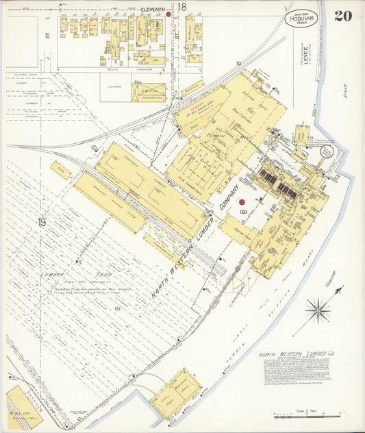 Sanborn Fire Insurance Map from Hoquiam, Grays Harbor County, Washington (1907), Sheet #0020 - Historic Sanborn Fire Insurance Map Print, vintage old map wall art, antique decor, genealogy gift, Washington Washington map