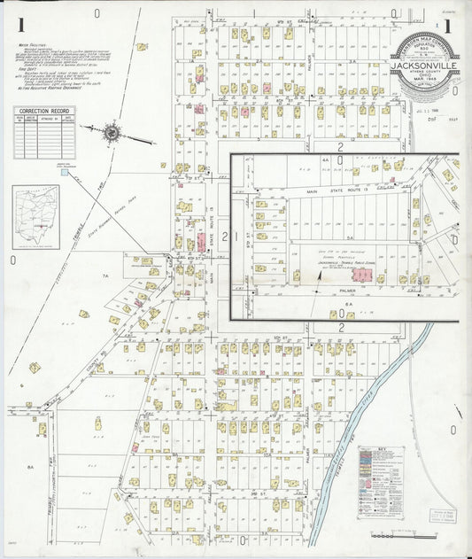 Sanborn Fire Insurance Map from Jacksonville, Athens County, Ohio (1948), Sheet #0001 - Complete Map Set gallery image, historic Sanborn map, vintage wall art, Ohio Ohio