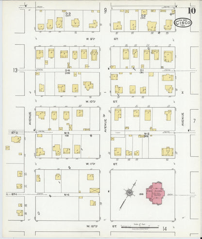 Sanborn Fire Insurance Map from Cisco, Eastland County, Texas (1920), Sheet #0010 - Complete Map Set gallery image, historic Sanborn map, vintage wall art, Texas Texas