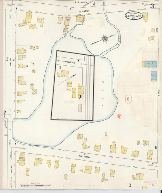 Sanborn Fire Insurance Map from Cleveland, Oswego County, New York (1936), Sheet #0003 - Historic Sanborn Fire Insurance Map Print, vintage old map wall art, antique decor, genealogy gift, New York New York map