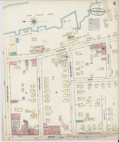 Sanborn Fire Insurance Map from South Norwalk, Fairfield County, Connecticut (1884), Sheet #0004 - Complete Map Set gallery image, historic Sanborn map, vintage wall art, Connecticut Connecticut