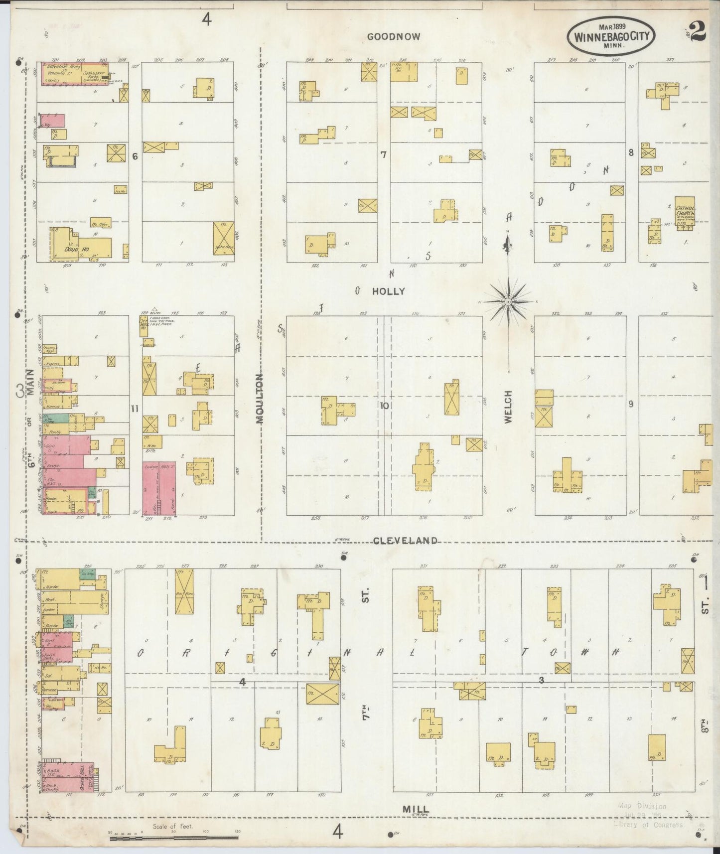 Sanborn Fire Insurance Map from Winnebago, Faribault County, Minnesota (1899), Sheet #0002 - Complete Map Set gallery image, historic Sanborn map, vintage wall art, Minnesota Minnesota